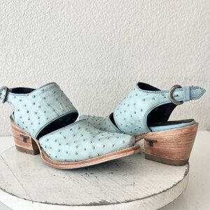 Lane Plain Jane Slingback Mule Womens 6 Blue Ostritch Cowgirl Western Boots